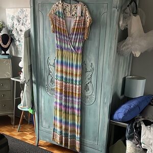 ESQUALO « Océan Wave » Jumpsuit in Blue and Pink. Size S (fits like M).NWT $60